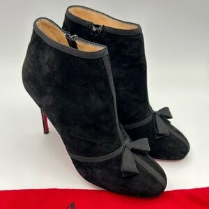 Christian Louboutin Sz 35 Bow embellished ankle boots black Suede Stiletto